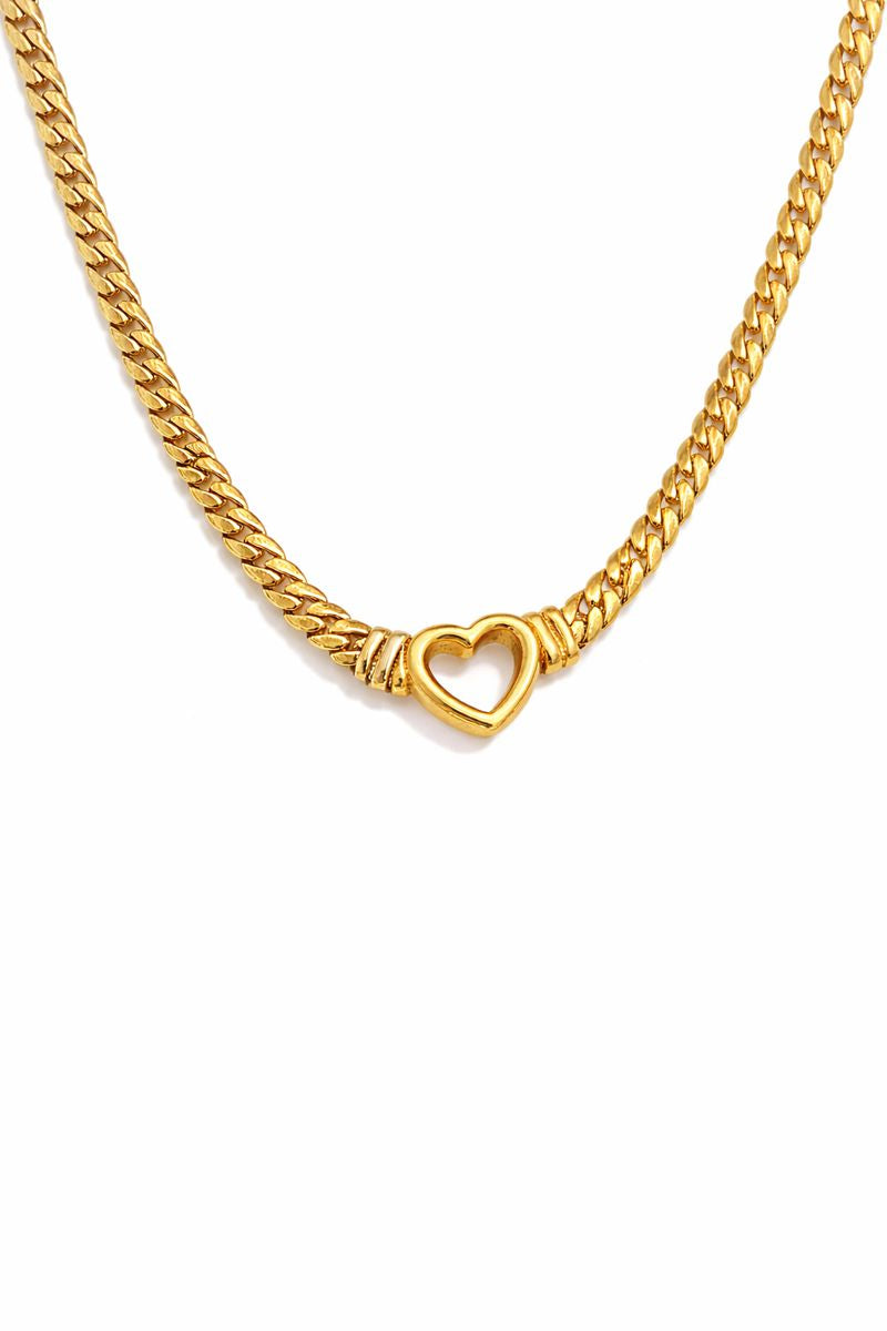 Gold Heart Chain Necklace