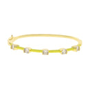 Inner 58-60mm Gold Color Pastel Enamel Band Clear CZ Summer Colorful Fashion Women Girl New Bangle Bracelet