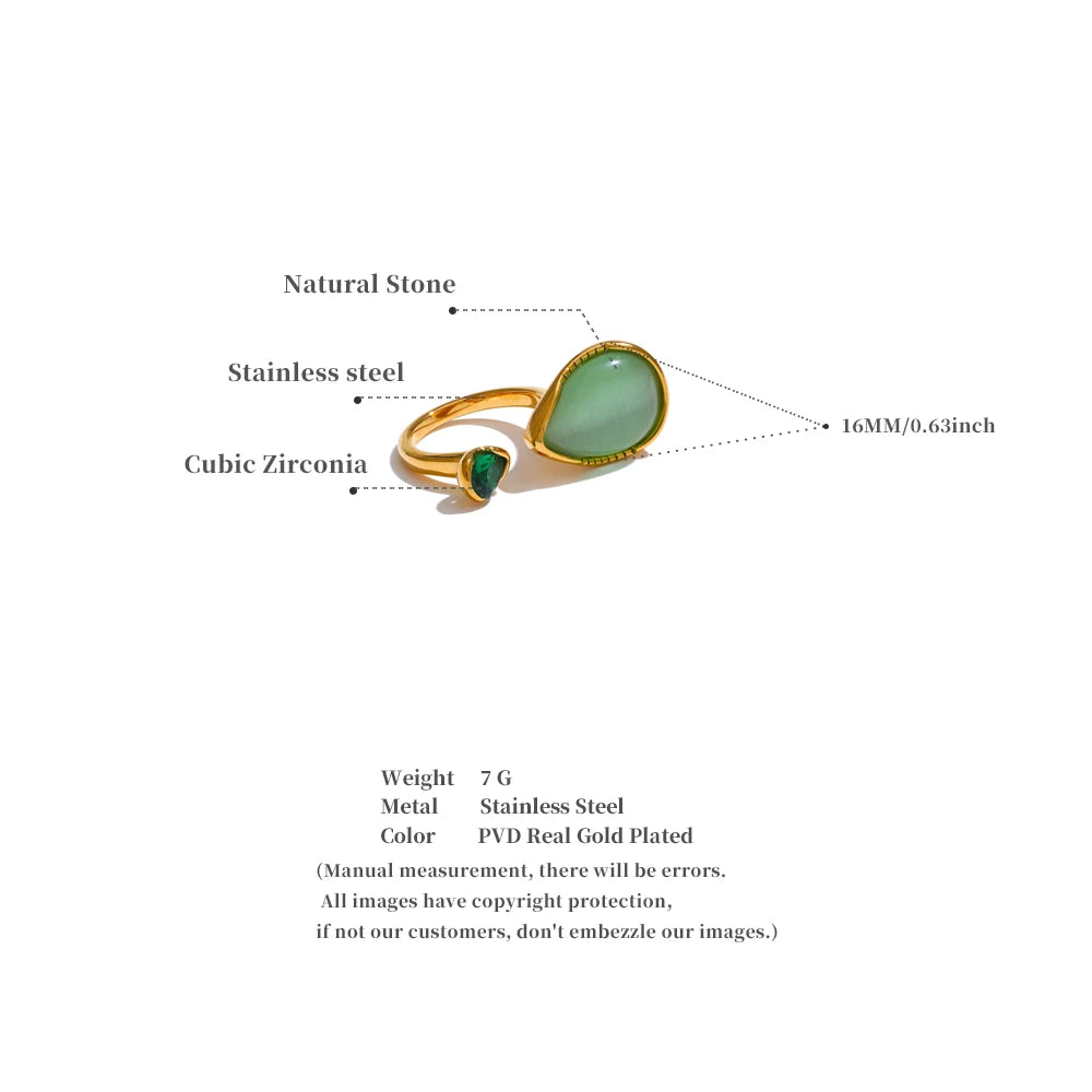 Emerald Whisper Gold Ring – Dual Stone Minimal Luxe Design