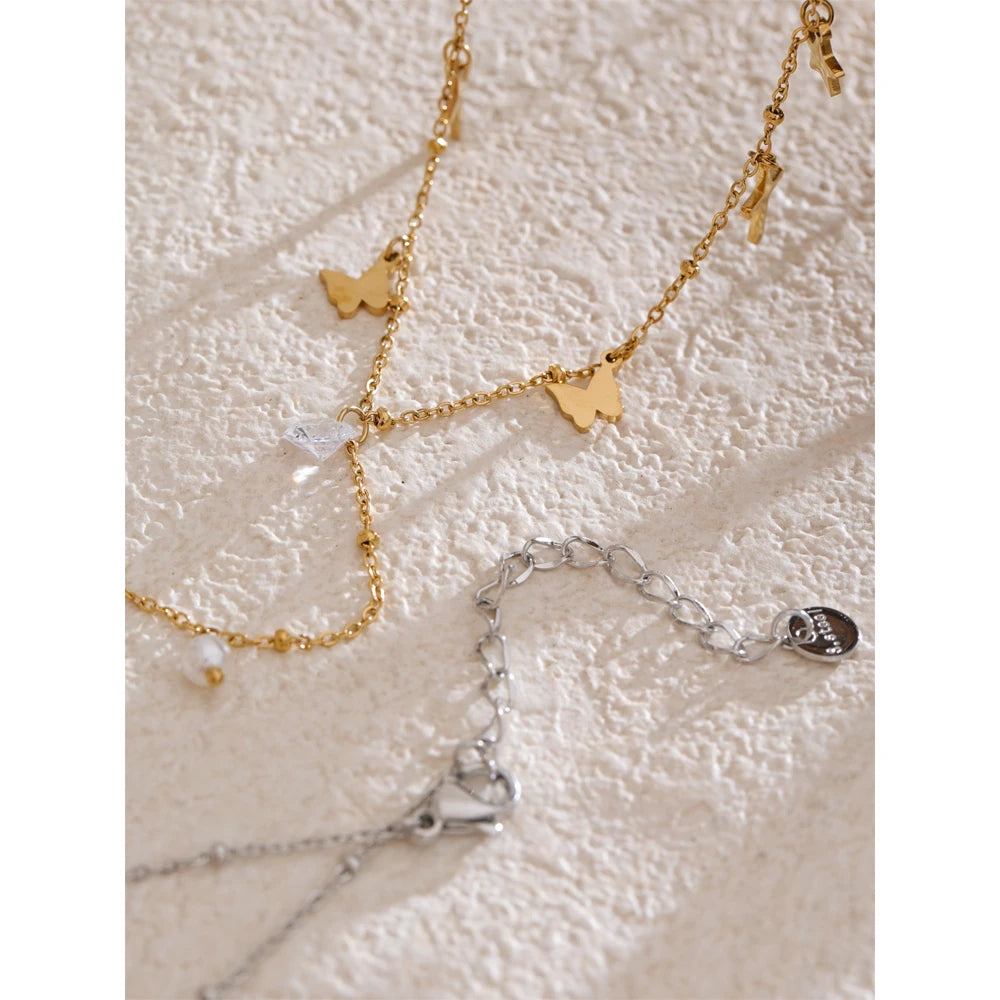 Gold Charm Drop Necklace