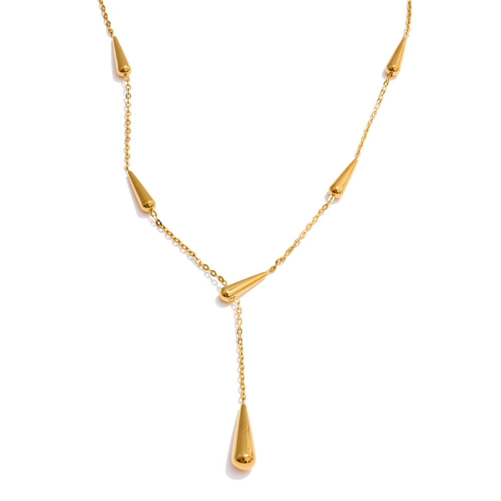 Golden Drop Lariat Necklace
