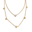 Layered Gold Heart Necklace with Crystal Accent