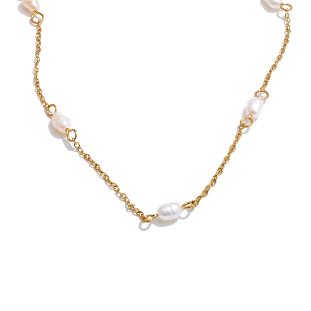 Gold Chain Pearl Necklace