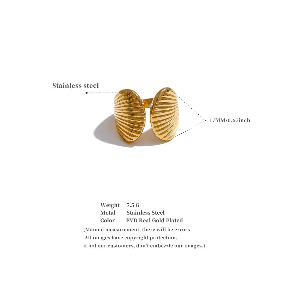 Ribbed Gold Double Dome Statement Ring