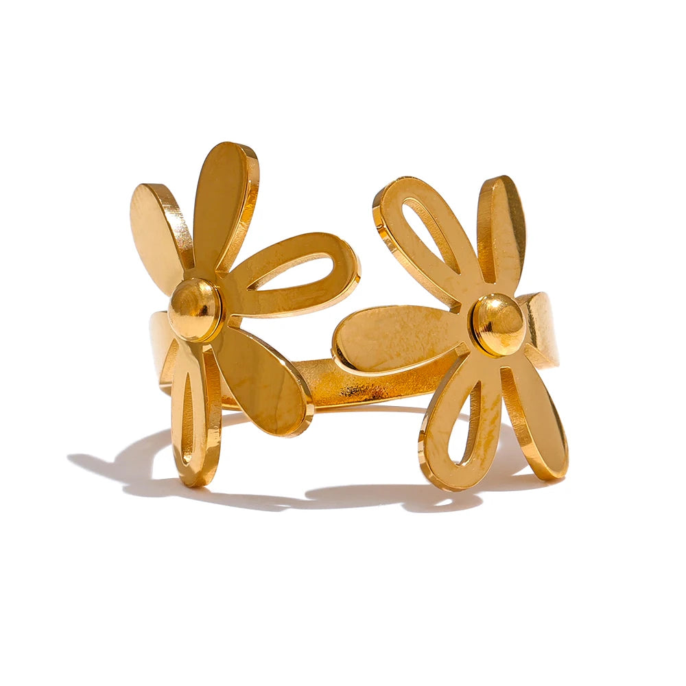 Gold Double Flower Ring