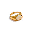 Oval Stone Open Ring – Gold Finish