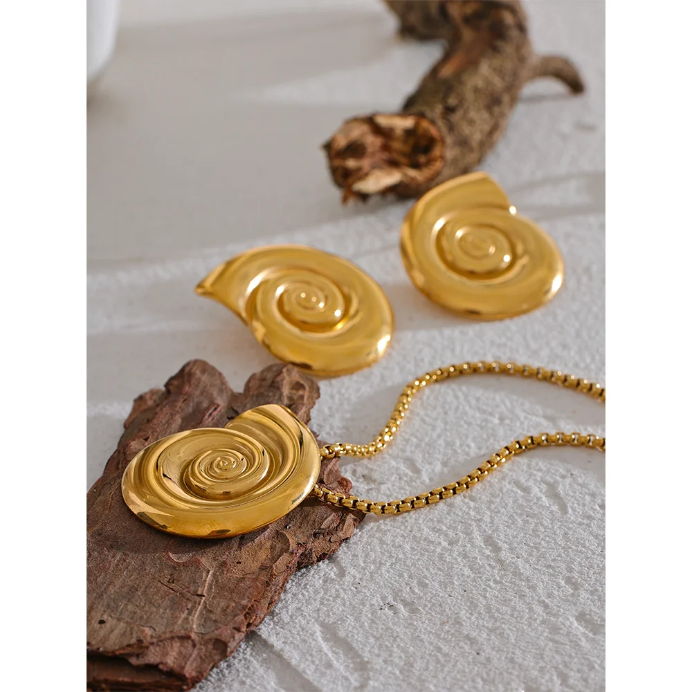 Golden Spiral Pendant Necklace