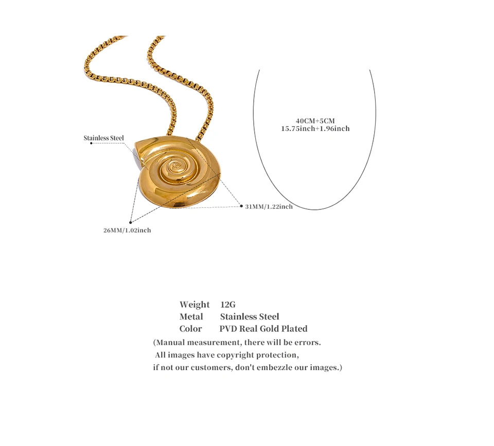 Golden Spiral Pendant Necklace
