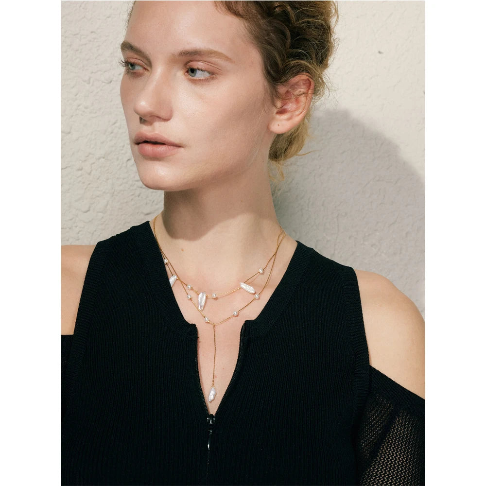 Pearl Drop Layered Necklace