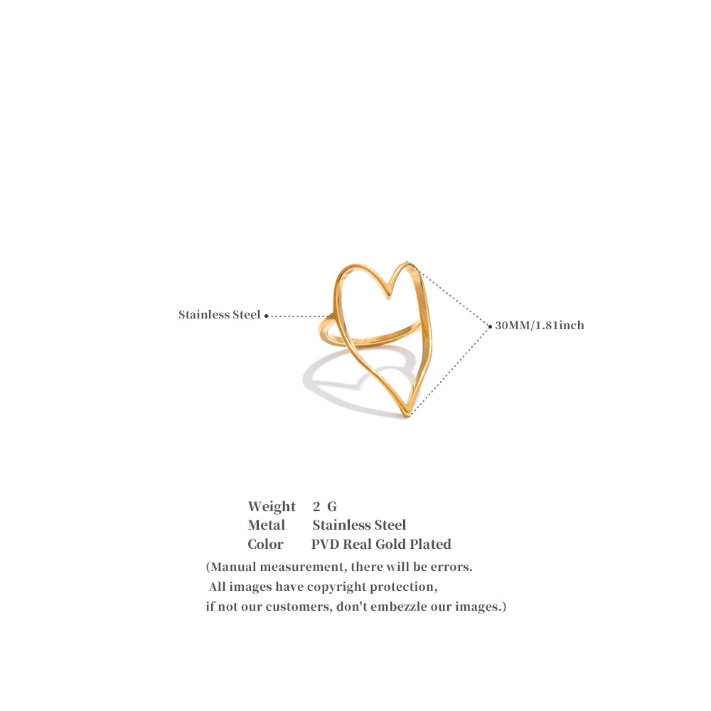 Minimal Gold Heart Open Ring