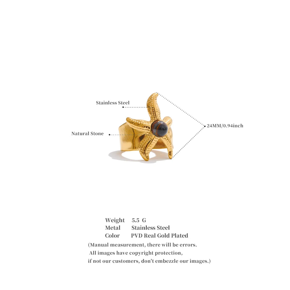 Sculptural Gold Statement Ring with Stone Center