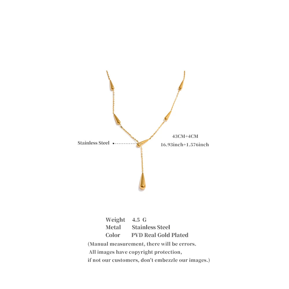 Golden Drop Lariat Necklace