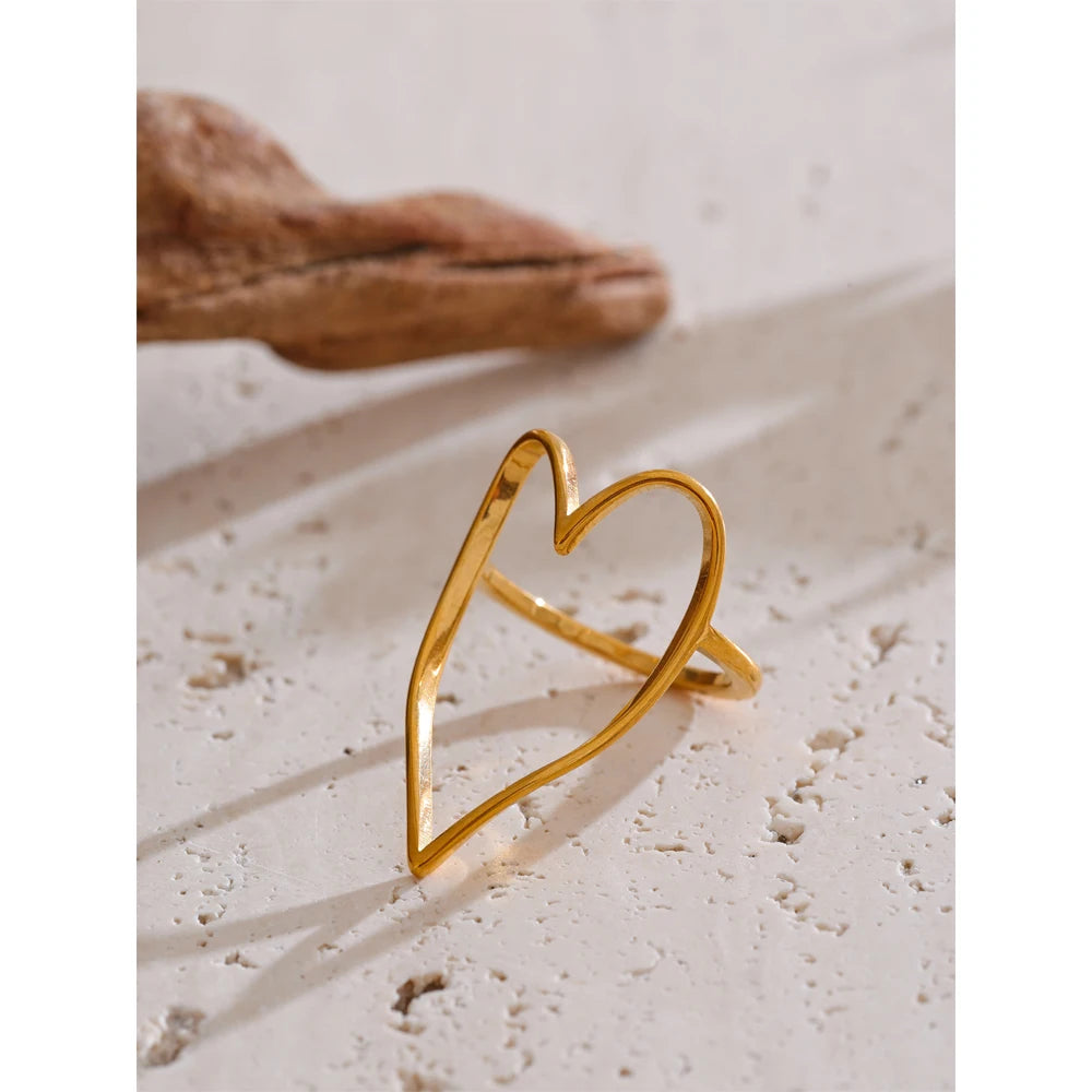 Minimal Gold Heart Open Ring