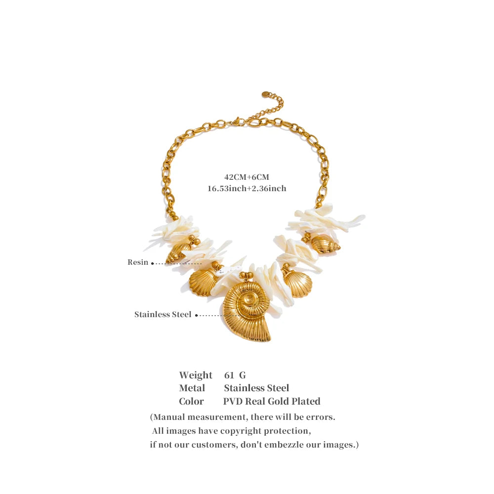 Golden Seashell Statement Necklace