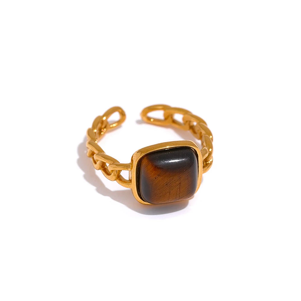 Chunky Chain Statement Ring – Gold Finish