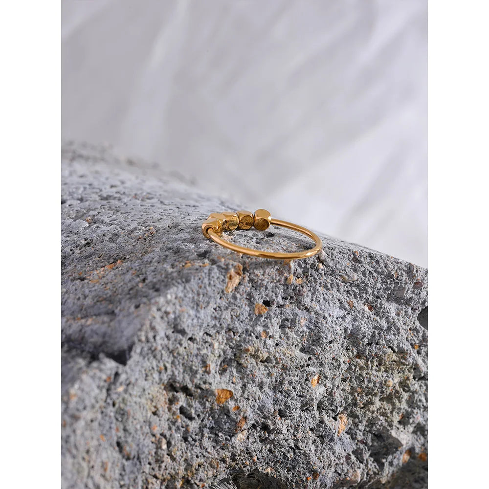 Minimal Gold Bead Bangle Ring