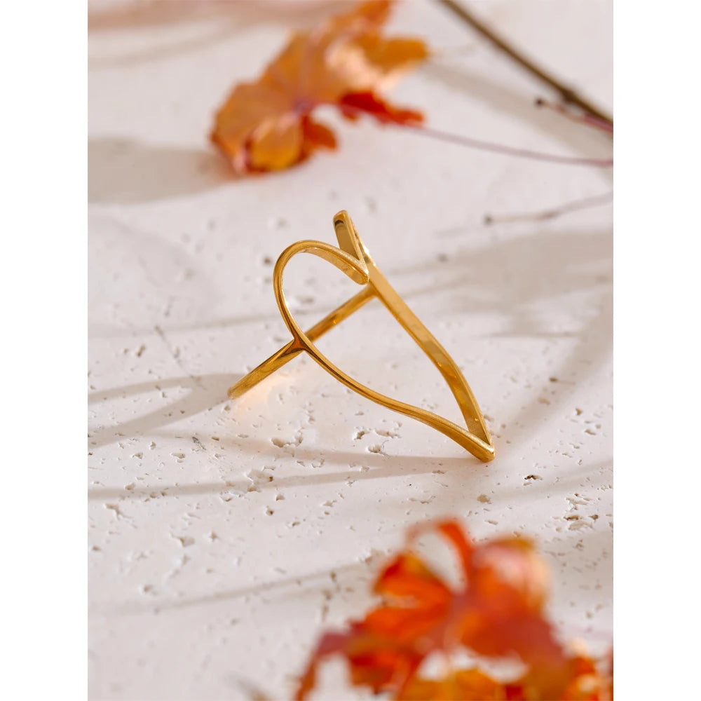Minimal Gold Heart Open Ring
