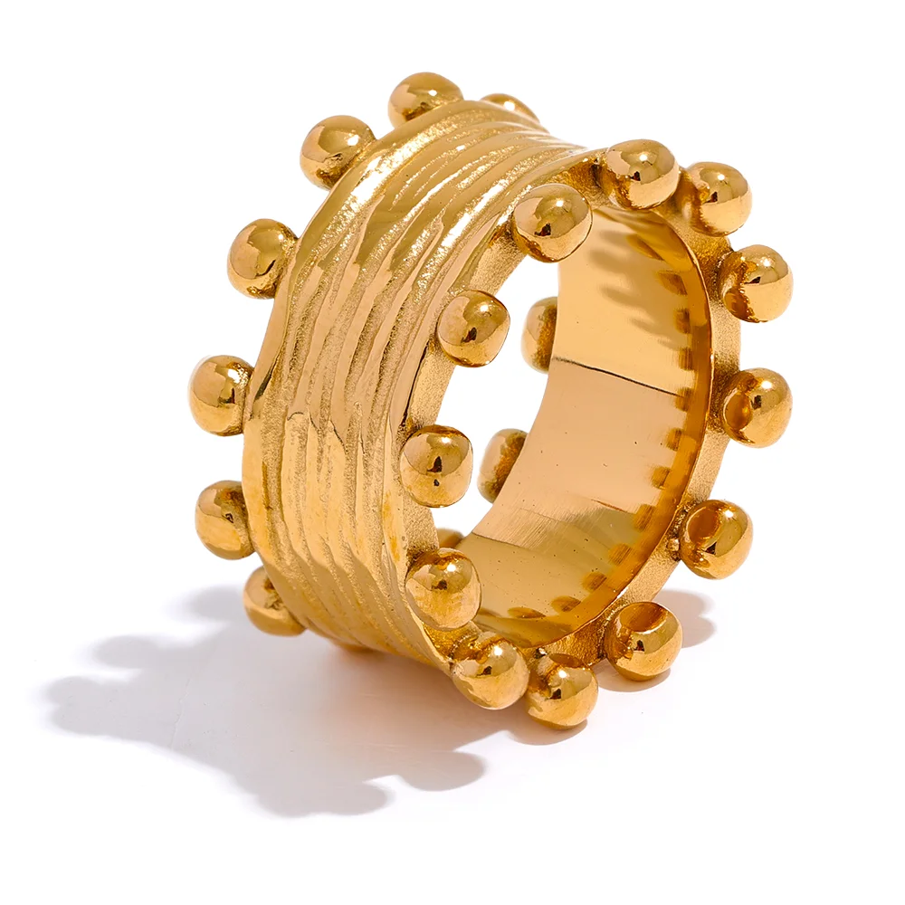 Beaded Gold Statement Ring