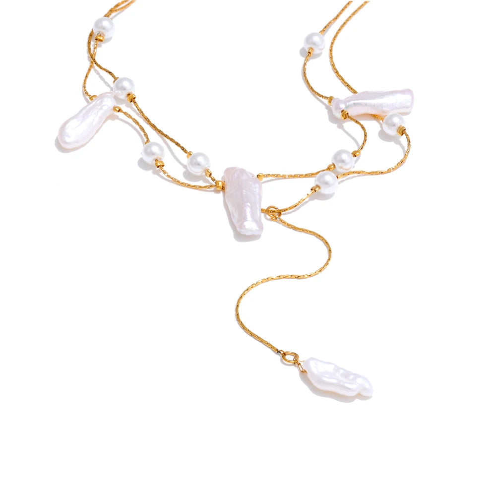 Pearl Drop Layered Necklace
