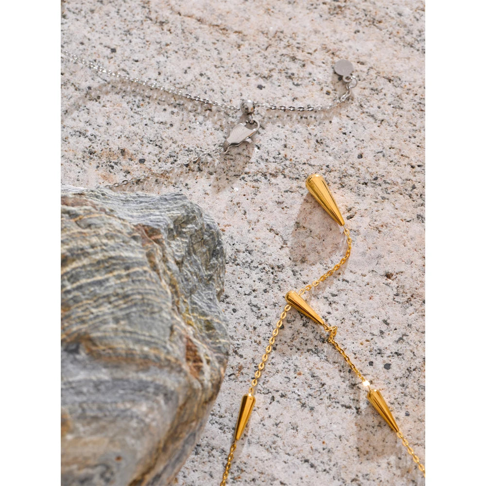 Golden Drop Lariat Necklace