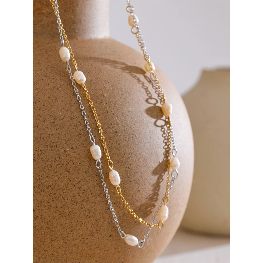 Gold Chain Pearl Necklace
