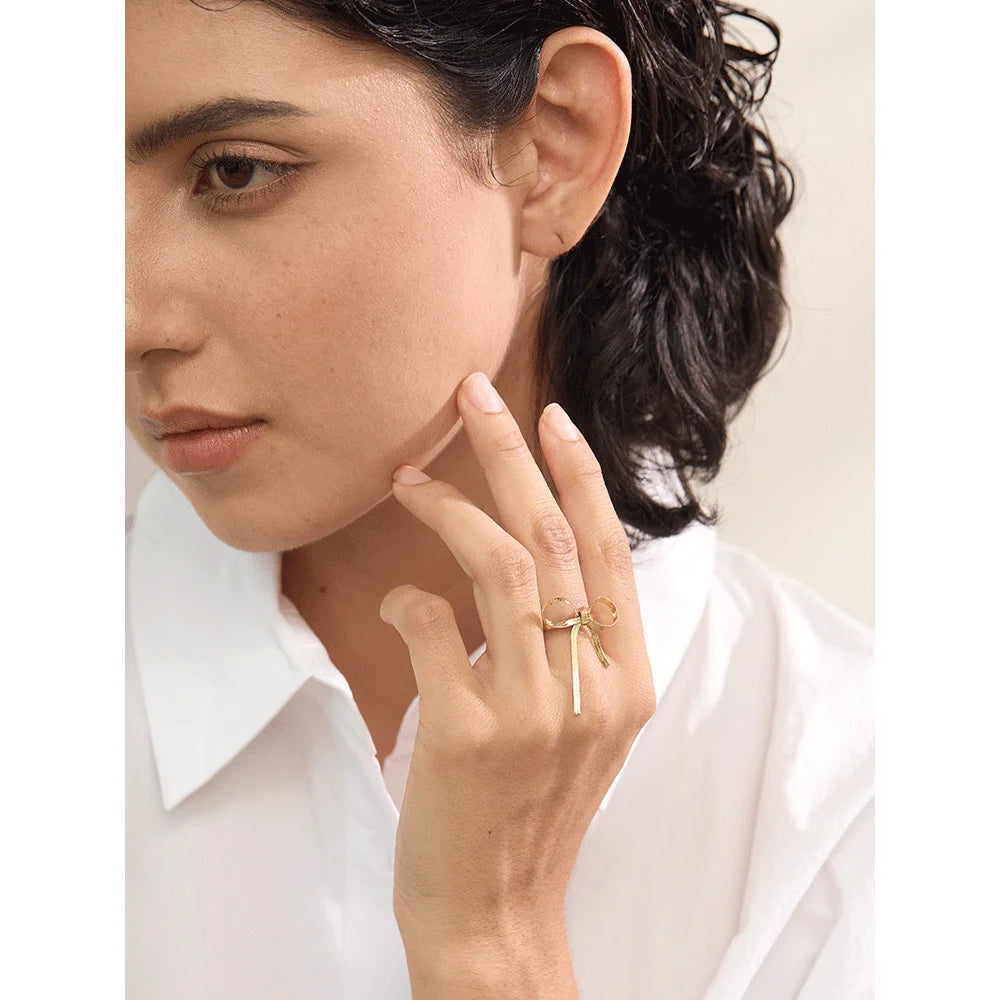 Loly Gold Ribbon Bow Ring
