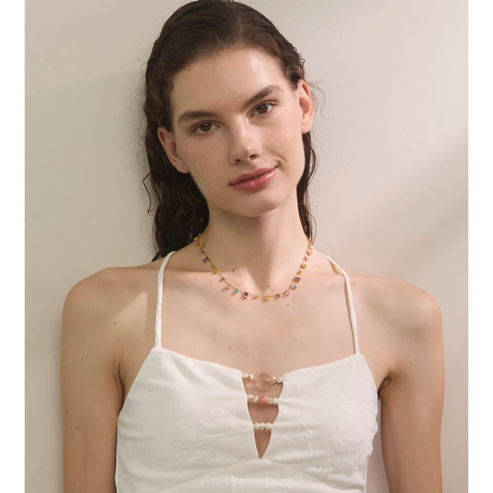 Multicolor Crystal Gold Necklace