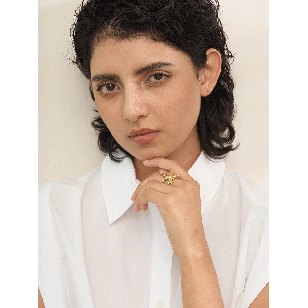 Gold Starfish Statement Ring
