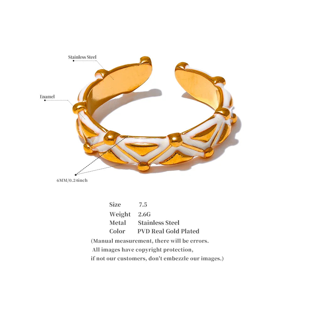 Aurora Geometry Gold Cuff Bracelet – Luxury Enamel Detail
