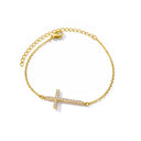 Zircon Crystal Cross Bracelet For Women Gold Plated Stainless Steel Bracelet Chain Vintage Jesus Religion Aesthetic Jewelry Gift