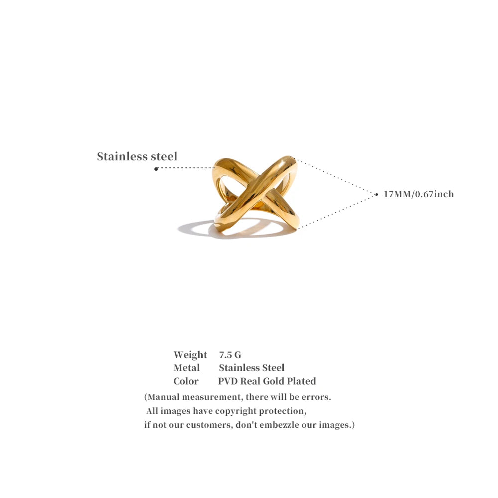 X Sculpted Cross Gold Ring