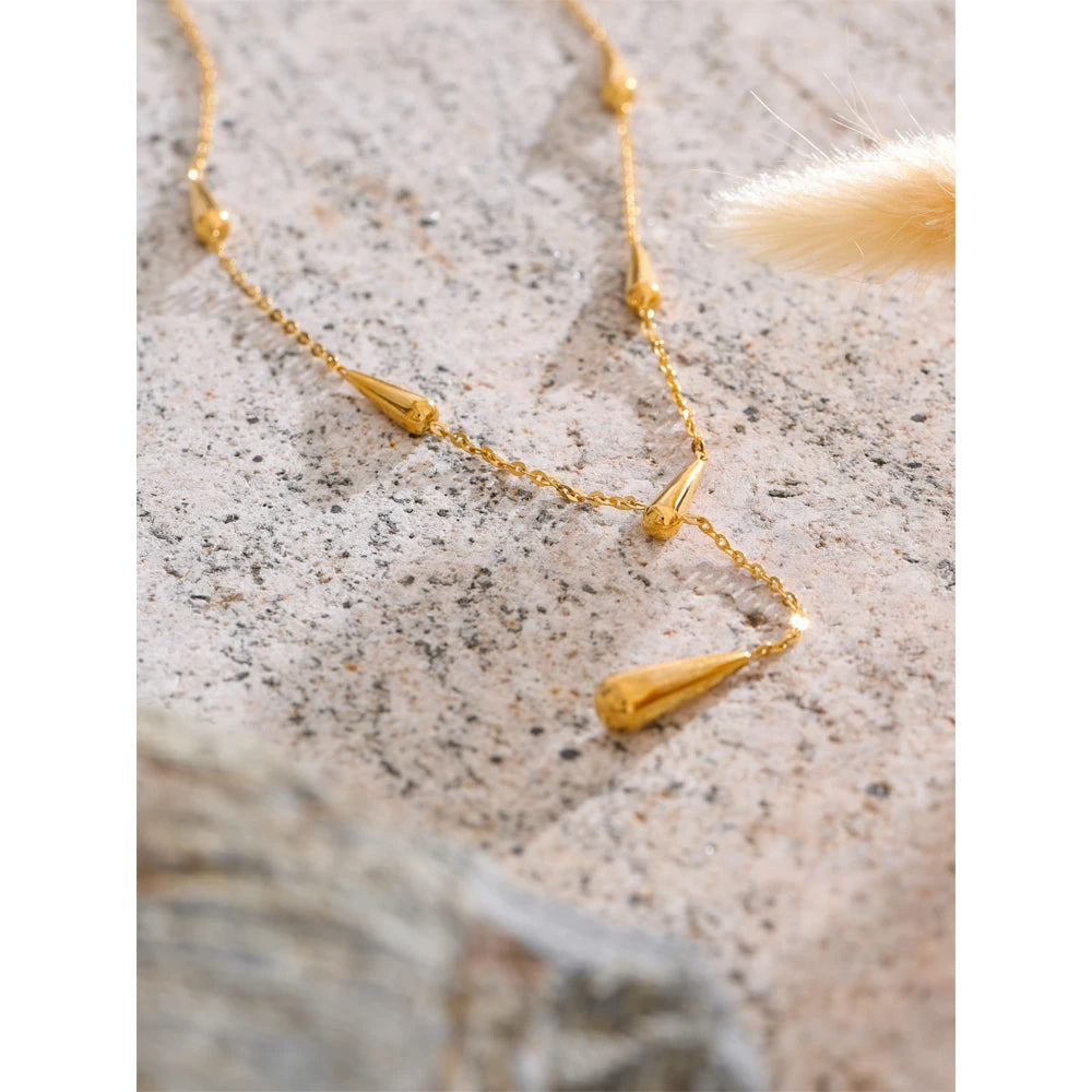 Golden Drop Lariat Necklace