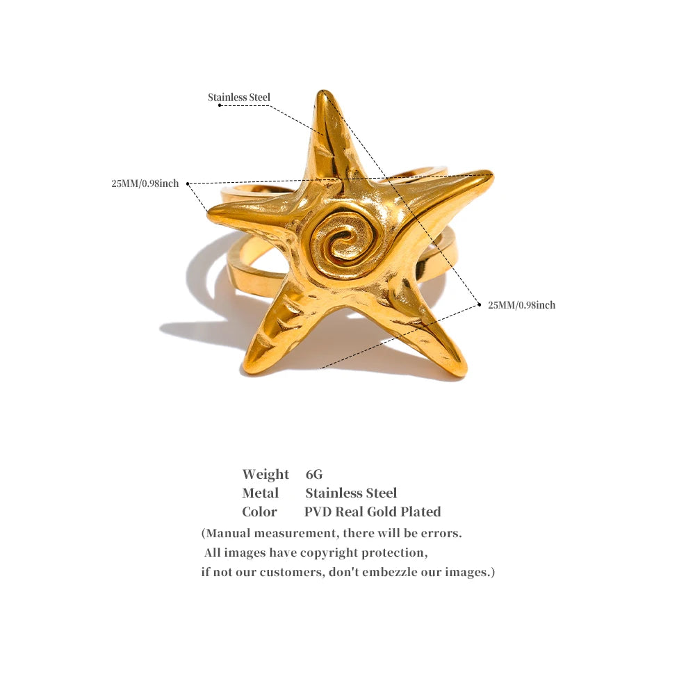 Gold Starfish Statement Ring