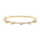 Inner 58-60mm Gold Color Pastel Enamel Band Clear CZ Summer Colorful Fashion Women Girl New Bangle Bracelet