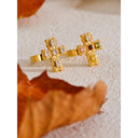 Gold Cross Crystal Statement Ring