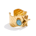 Gold Sculptural Ring with Turquoise Stone Center