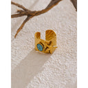 Gold Sculptural Ring with Turquoise Stone Center
