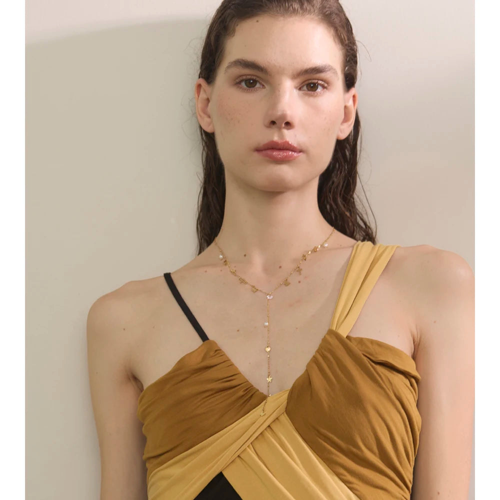 Gold Charm Drop Necklace
