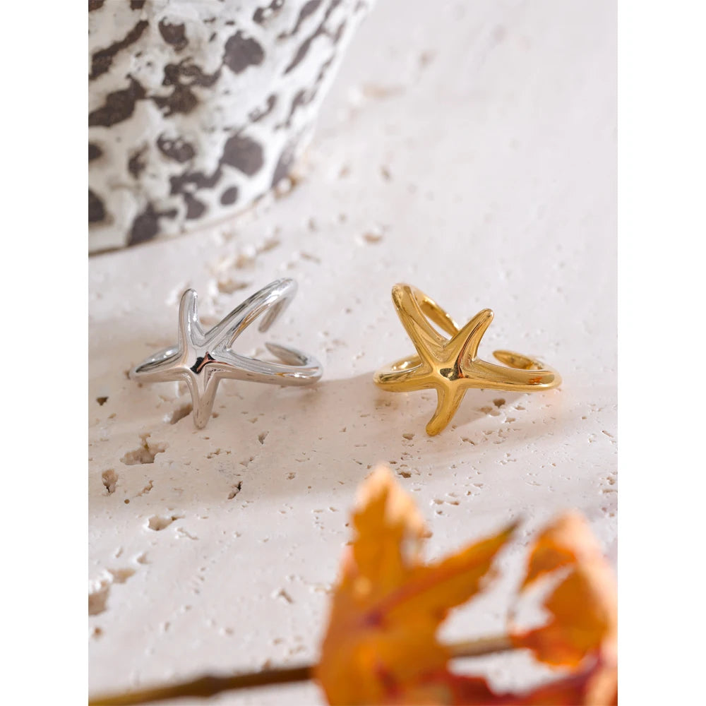 Modern Open Cross Line Ring – Gold & Silver