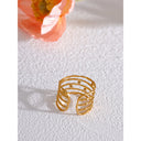 Crystal Layered Gold Cuff Ring