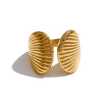 Ribbed Gold Double Dome Statement Ring