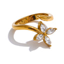 Golden Butterfly Crystal Ring