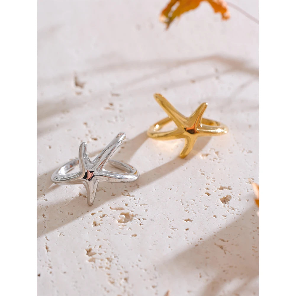 Modern Open Cross Line Ring – Gold & Silver