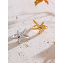 Modern Open Cross Line Ring – Gold & Silver