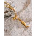 Gold Fish Charm Drop Necklace