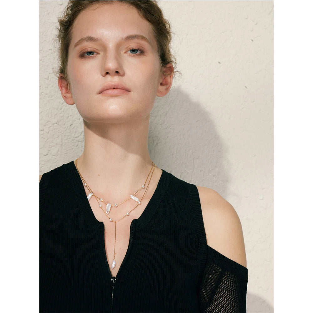 Pearl Drop Layered Necklace