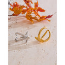 Modern Open Cross Line Ring – Gold & Silver