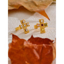 Gold Cross Crystal Statement Ring