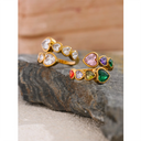 Gold Multi-Heart Crystal Statement Ring