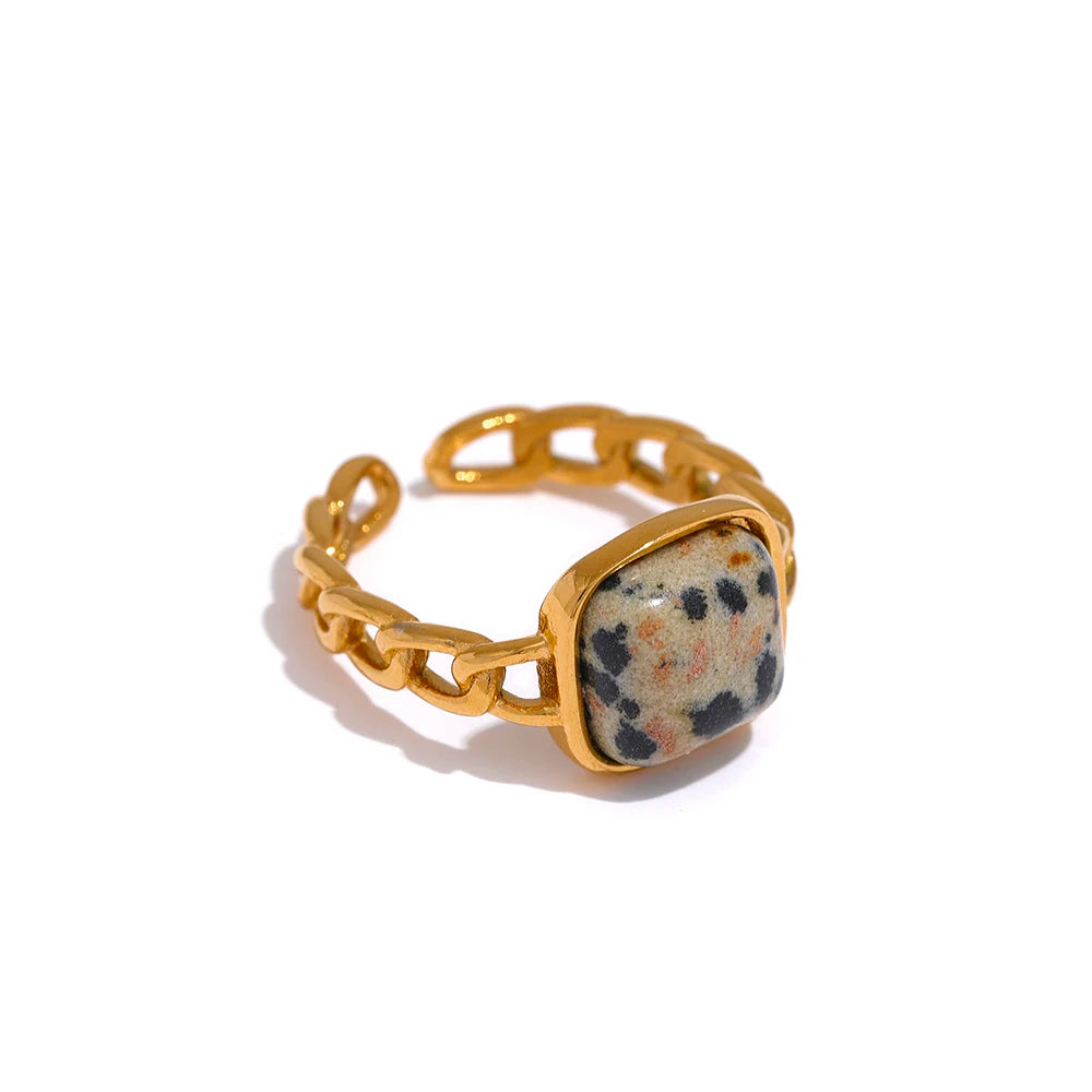 Chunky Chain Statement Ring – Gold Finish